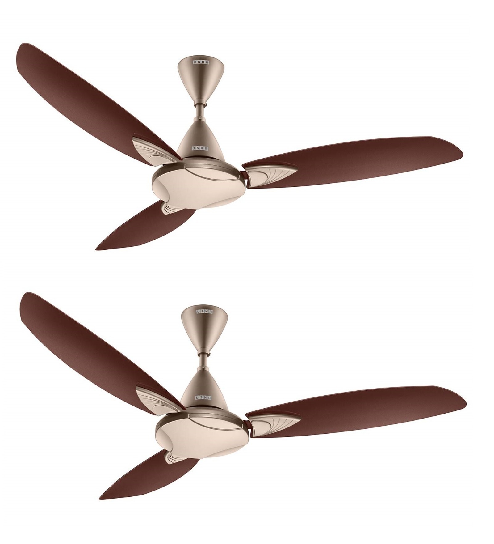 Usha Bloom Primrose Goodbye Dust Ceiling Fan 1250 Mm (Sparkle Golden & Brown) Set of 2