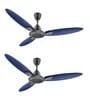 Usha Bloom Magnolia 1250 Mm 78 Watt Goodbye Dust Ceiling Fan with Anti Dust Feature(Sparkle Grey and Blue) Set of 2