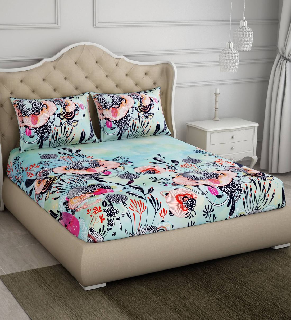 Buy Utopia Cotton 180tc Double Bedsheet With 2 Pillow Covers By Spaces Online Floral Double Bed Sheets Bed Sheets Furnishings Pepperfry Product