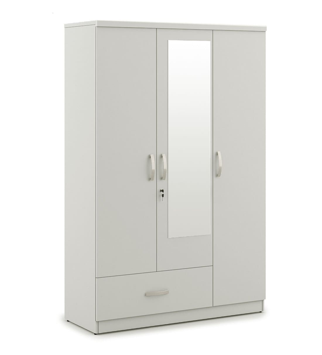 Buy Utsav Three Door Wardrobe with Mirror in White Colour by Hometown