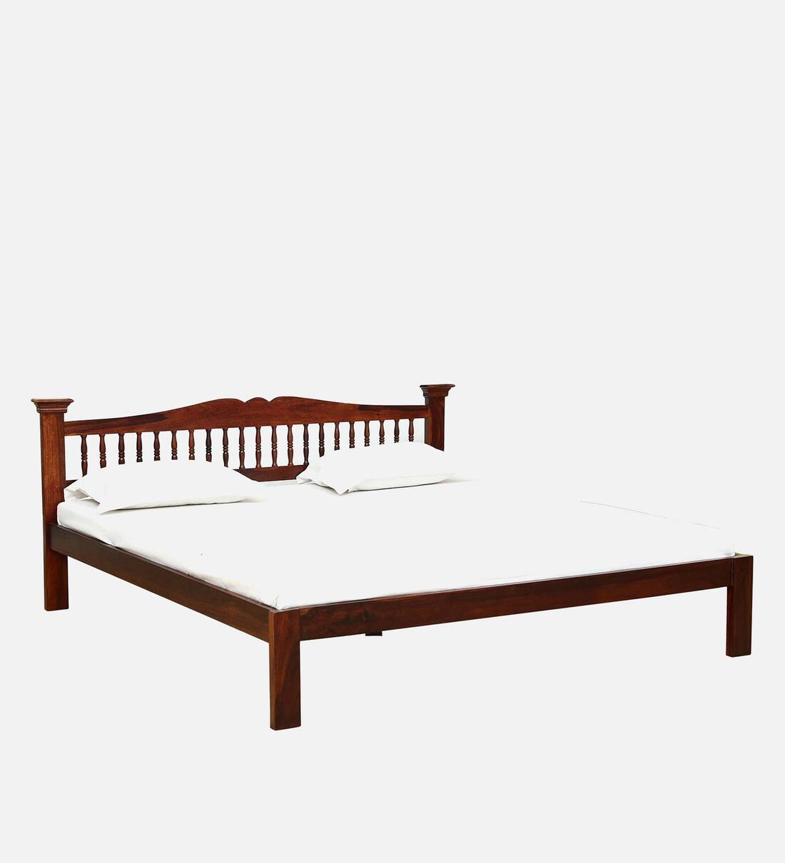 Buy Uttara Sheesham Wood King Size Bed In Honey Oak Finish By Mudramark Online Traditional