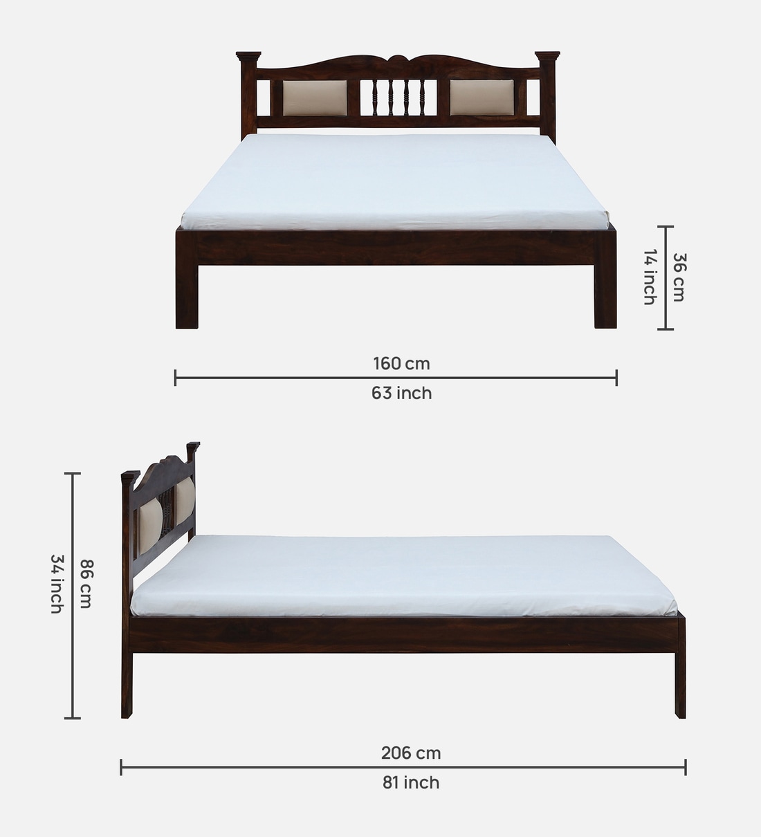 Buy Uttara Sheesham Wood Queen Size Bed In Provincial Teak Finish With