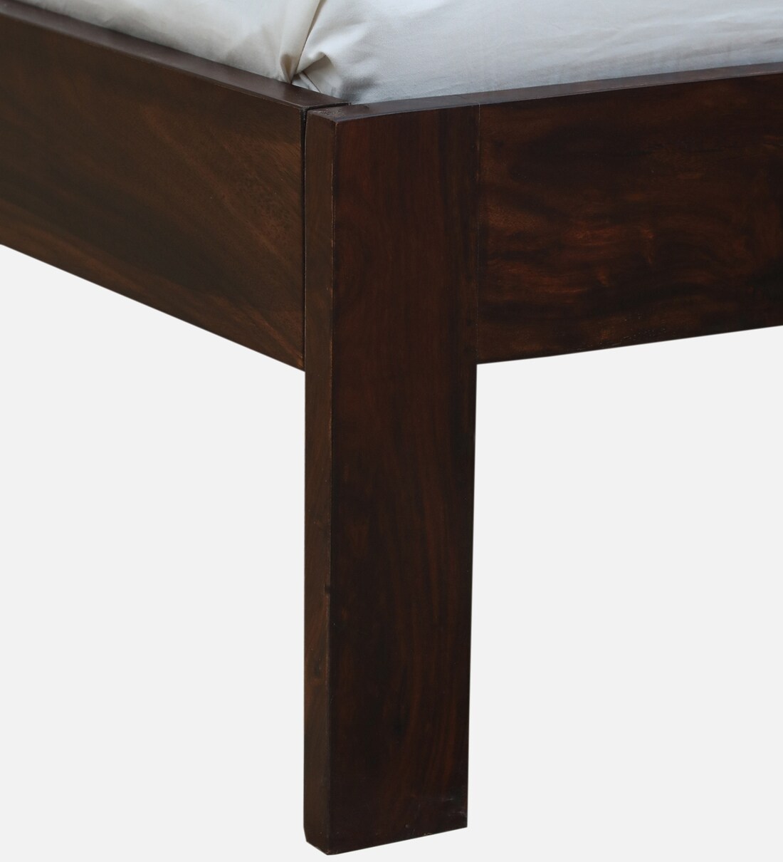 Buy Uttara Sheesham Wood Queen Size Bed In Provincial Teak Finish With Padded Headrest Online