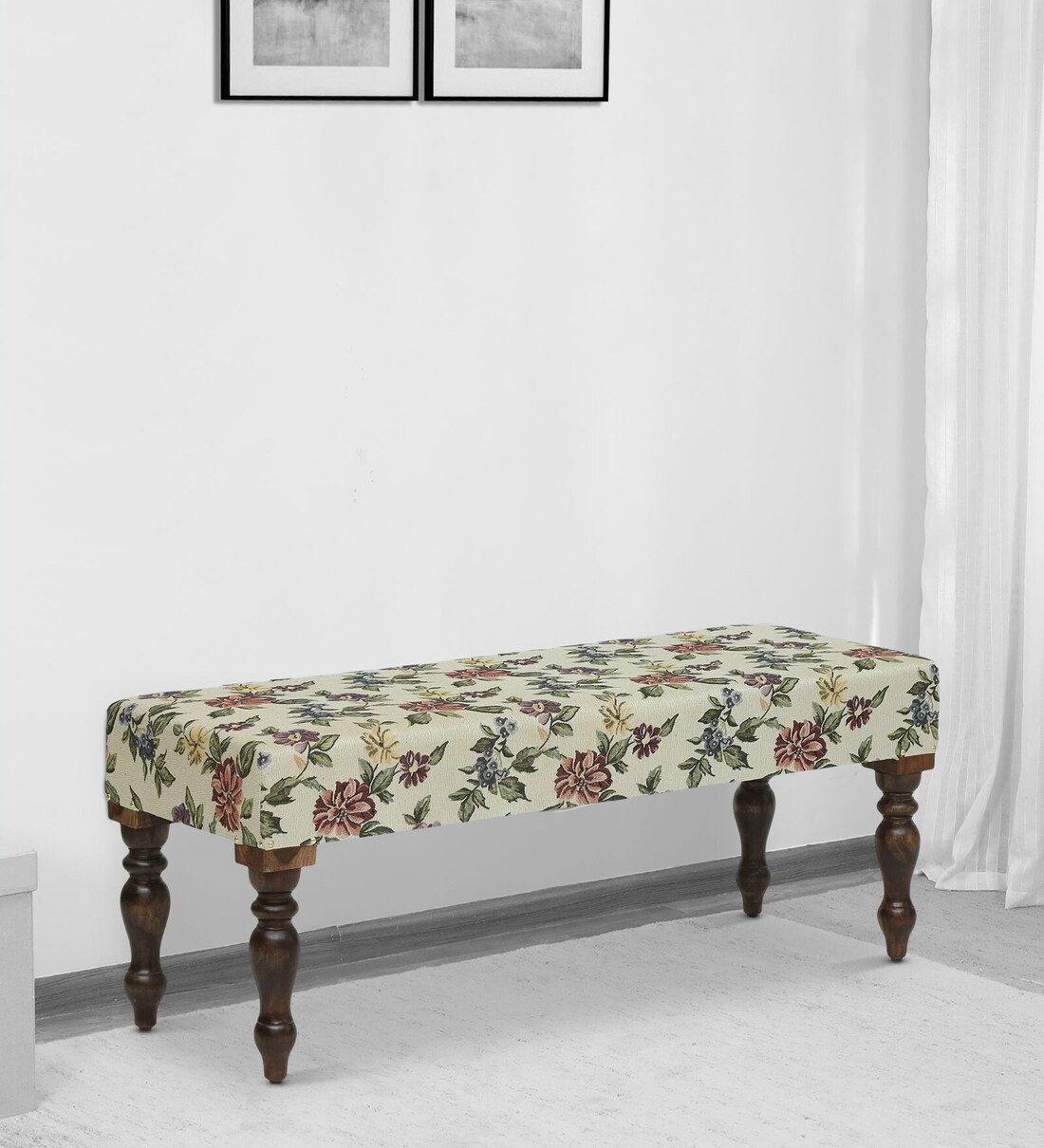 Buy Utthita Solid Wood Upholstered Bench In Warm Chestnut Finish By