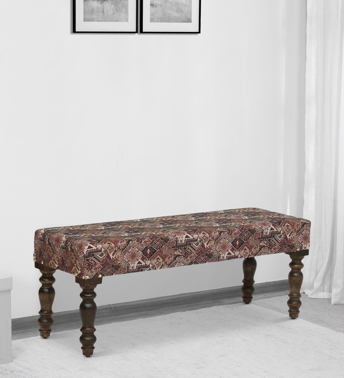Buy Utthita Solid Wood Upholstered Bench In Warm Chestnut Finish By