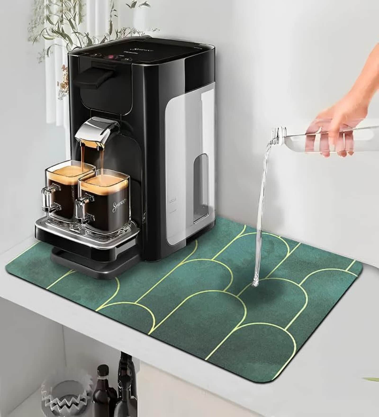 Green Anti Slip Kitchen Dry Mat Pack of 2