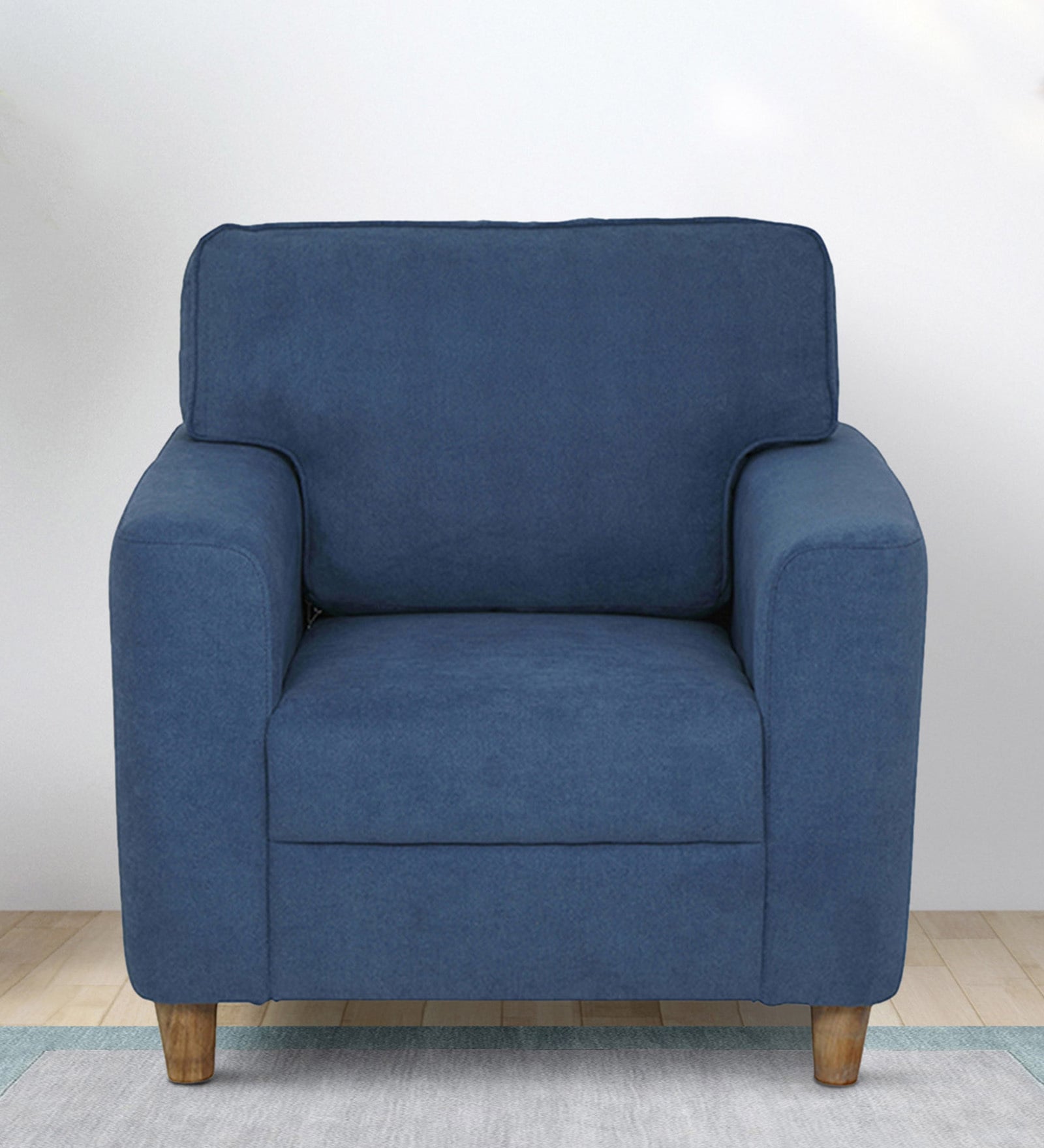 Utopia Fabric 1 Seater Sofa in Blue Colour