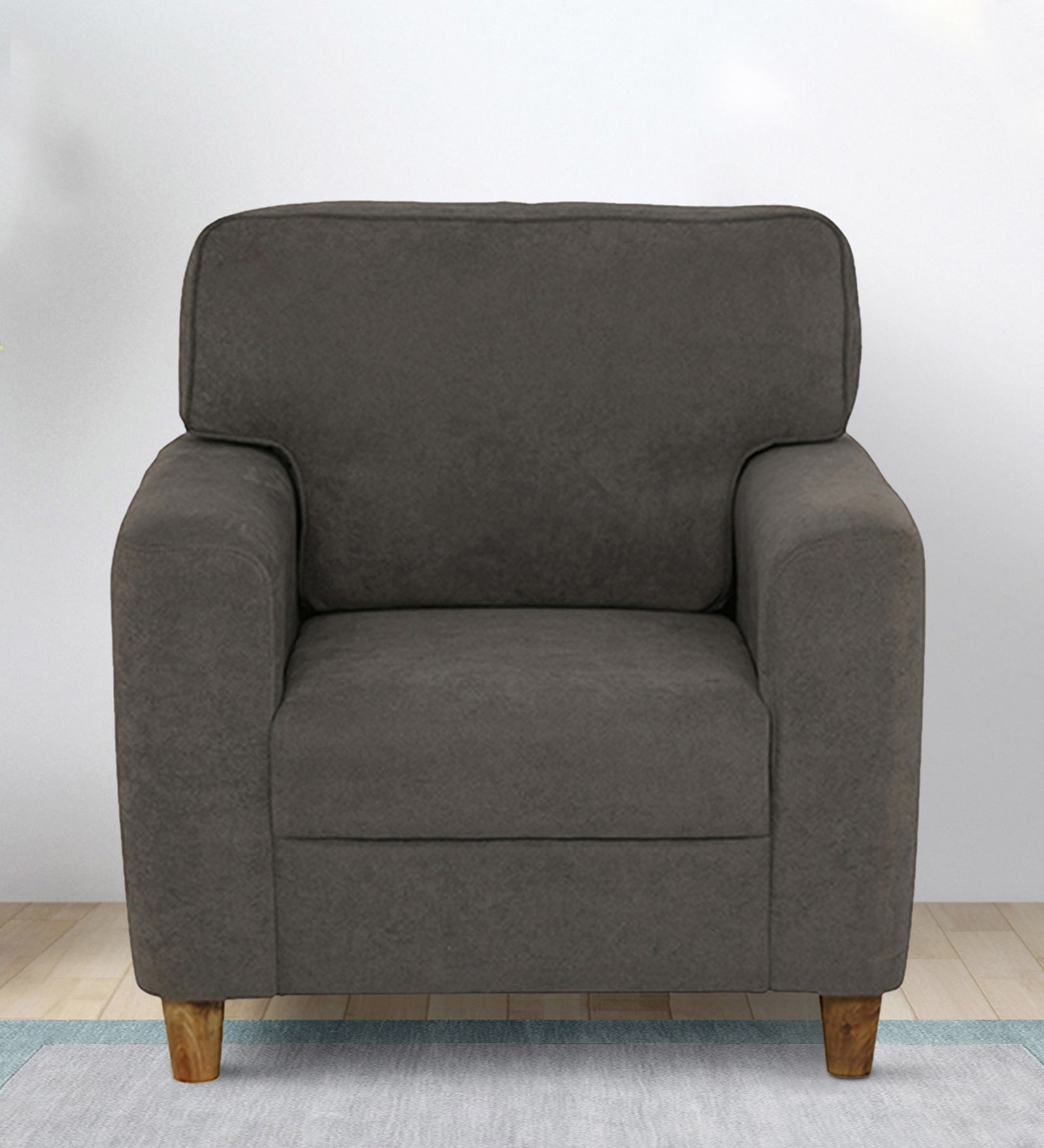 Utopia Fabric 1 Seater Sofa in Grey Colour