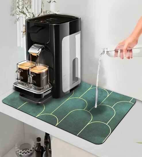 Green Anti Slip Kitchen Dry Mat Pack of 4