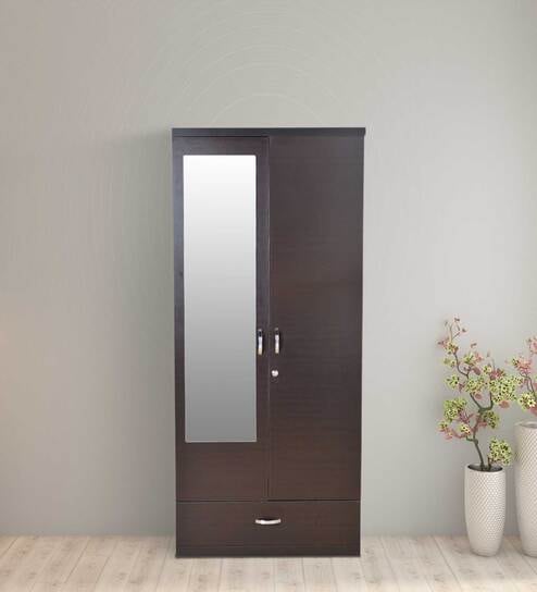 Utsav 2 Door Wardrobe in Wenge Finish with Mirror