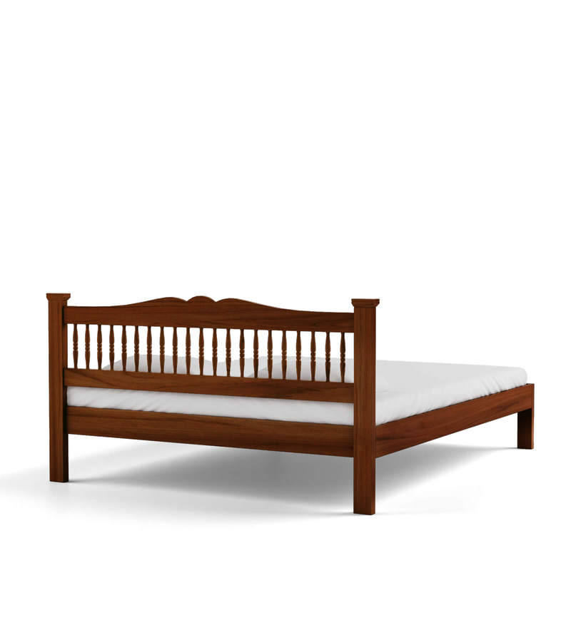 Buy Uttara Solid Wood Queen Size Bed In Provincial Teak Finish By