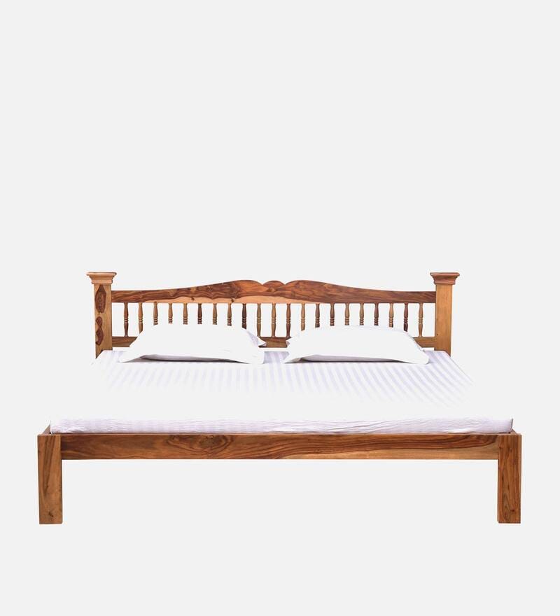 Buy Uttara Sheesham Wood King Size Bed In Rustic Teak Finish Online Traditional King Size Beds