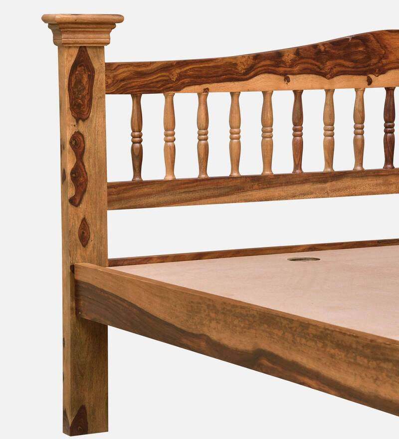 Buy Uttara Sheesham Wood King Size Bed In Rustic Teak Finish Online Traditional King Size Beds