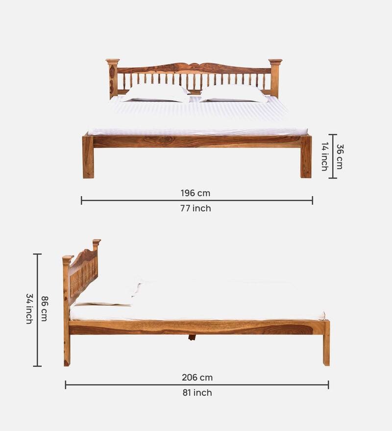 Buy Uttara Sheesham Wood King Size Bed In Rustic Teak Finish Online