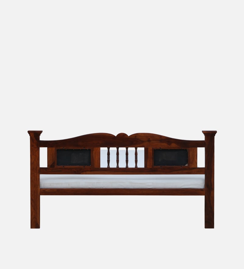 Buy Uttara Sheesham Wood King Size Bed In Honey Oak Finish With Padded