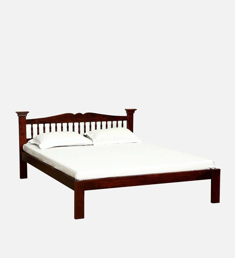 Buy Uttara Sheesham Wood Queen Size Bed In Honey Oak Finish Online
