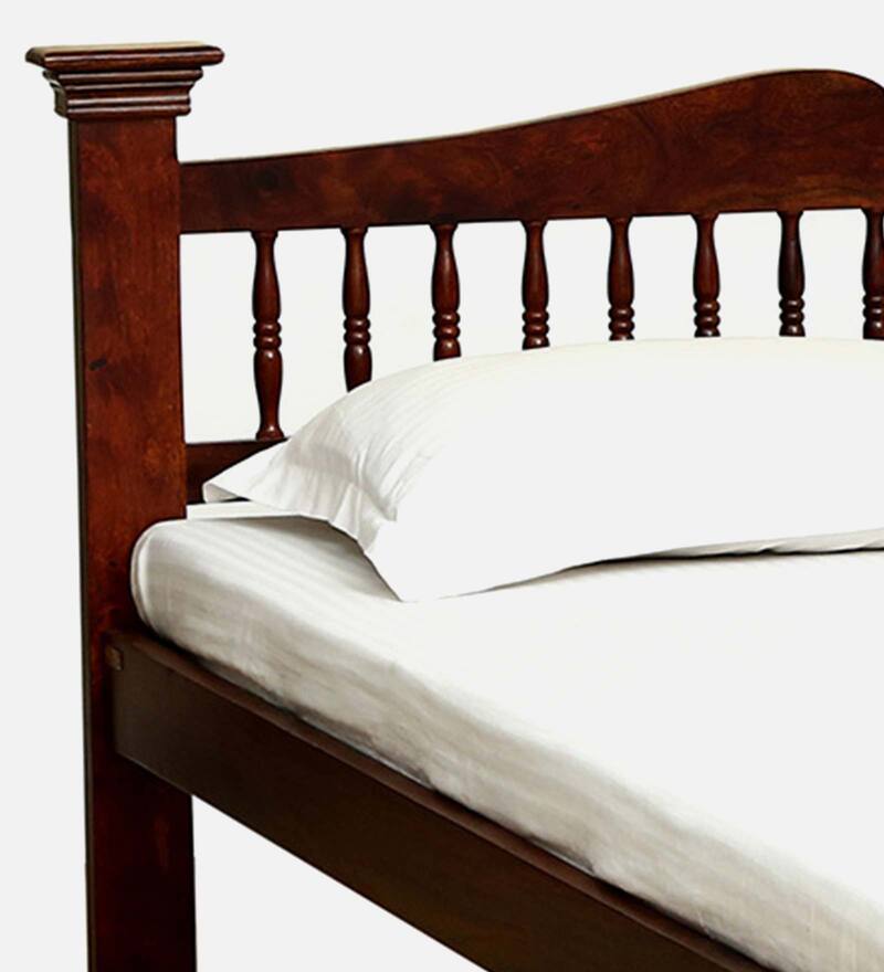 Buy Uttara Sheesham Wood Queen Size Bed In Honey Oak Finish Online Traditional Queen Size Beds