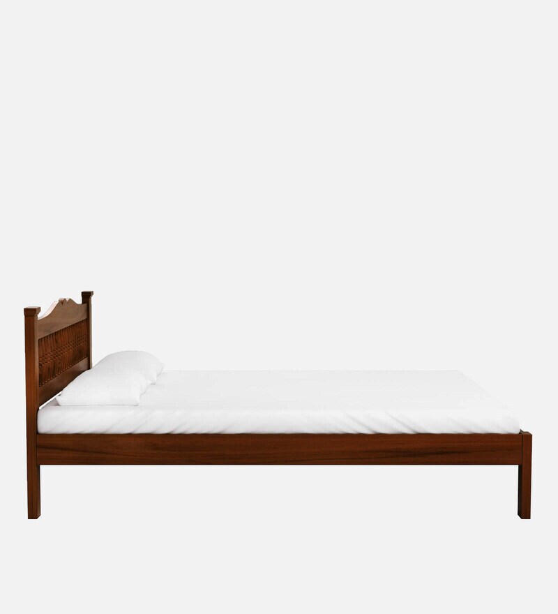 Buy Uttara Sheesham Wood Queen Size Bed In Provincial Teak Finish By Mudramark Online