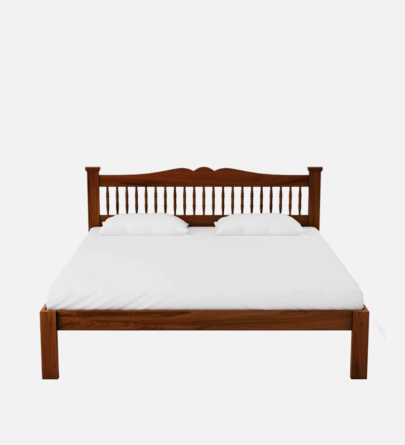 Buy Uttara Sheesham Wood Queen Size Bed In Provincial Teak Finish By Mudramark Online