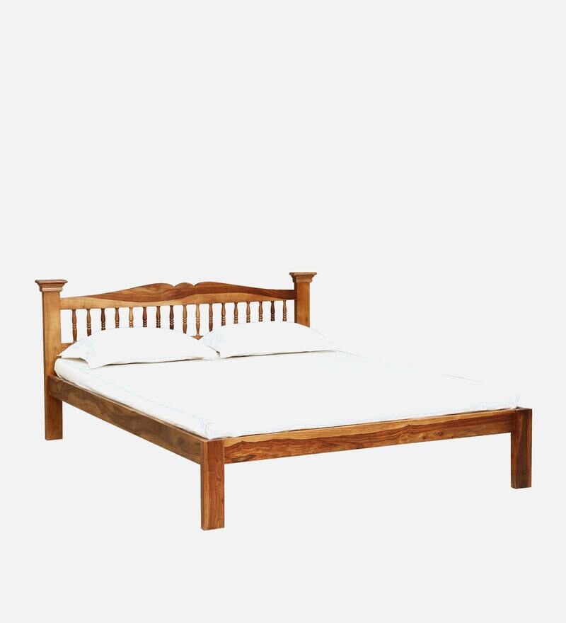 Buy Uttara Sheesham Wood Queen Size Bed In Rustic Teak Finish By Mudramark Online Traditional