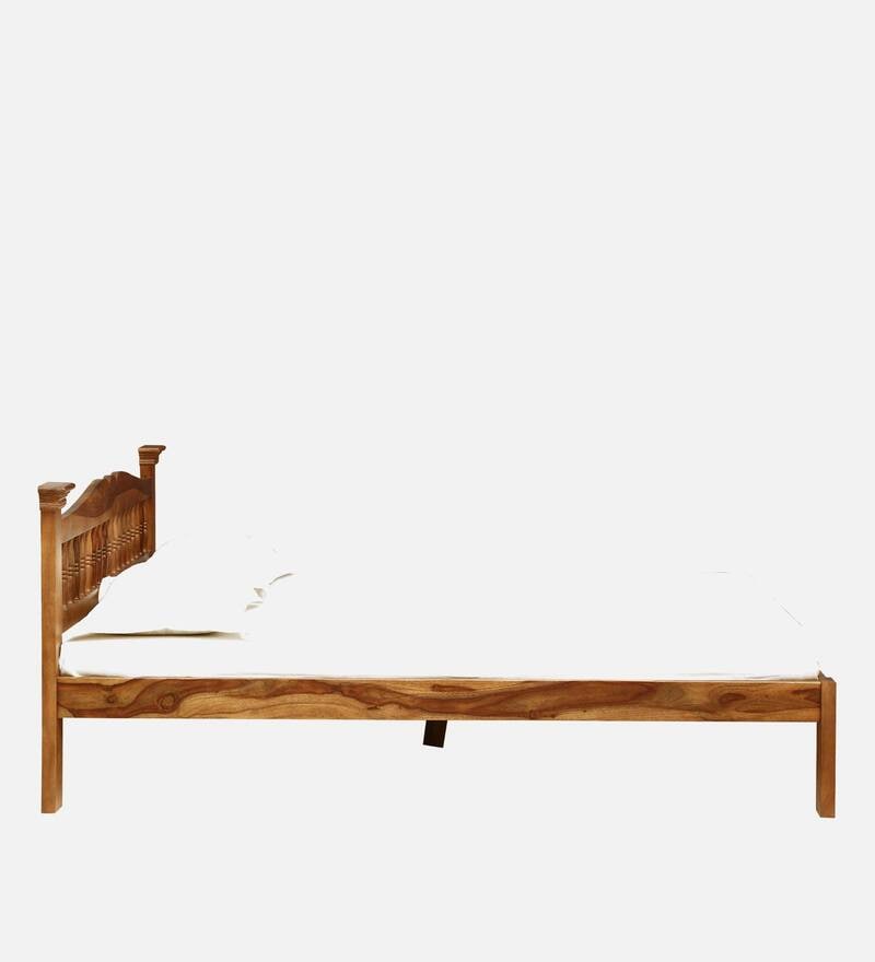 Buy Uttara Sheesham Wood Queen Size Bed In Rustic Teak Finish By