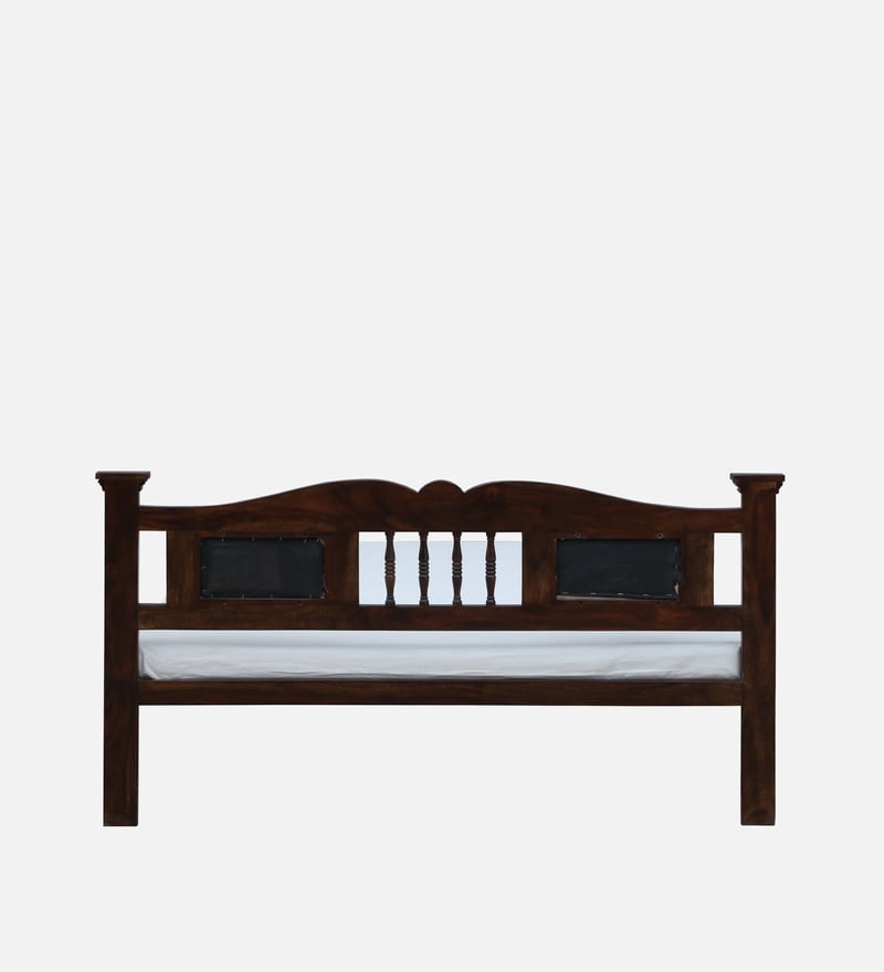 Buy Uttara Sheesham Wood Queen Size Bed In Provincial Teak Finish With Padded Headrest Online