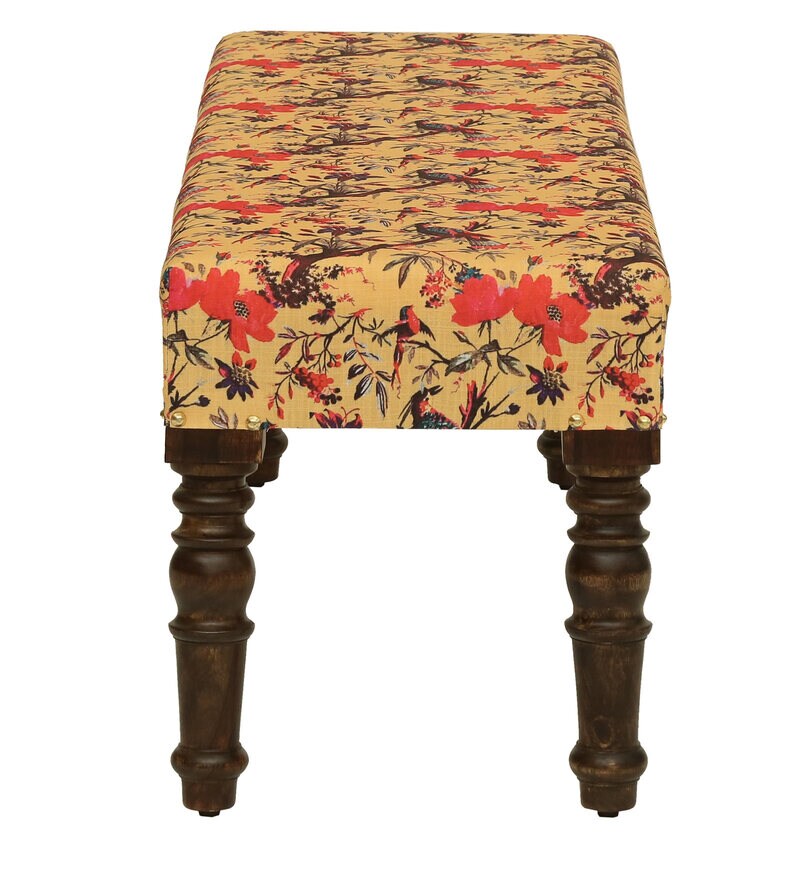 Buy Utthita Solid Wood Upholstered Bench In Warm Chestnut Finish By