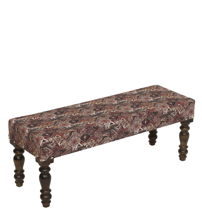 Buy Utthita Solid Wood Upholstered Bench In Warm Chestnut Finish By