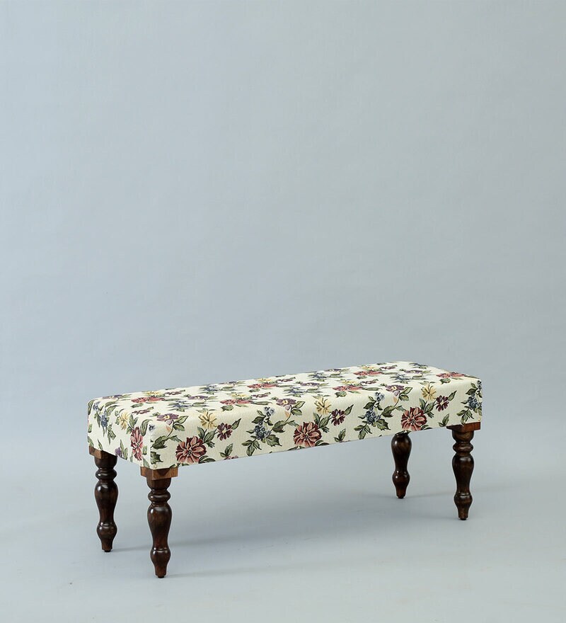 Buy Utthita Solid Wood Upholstered Bench In Warm Chestnut Finish By
