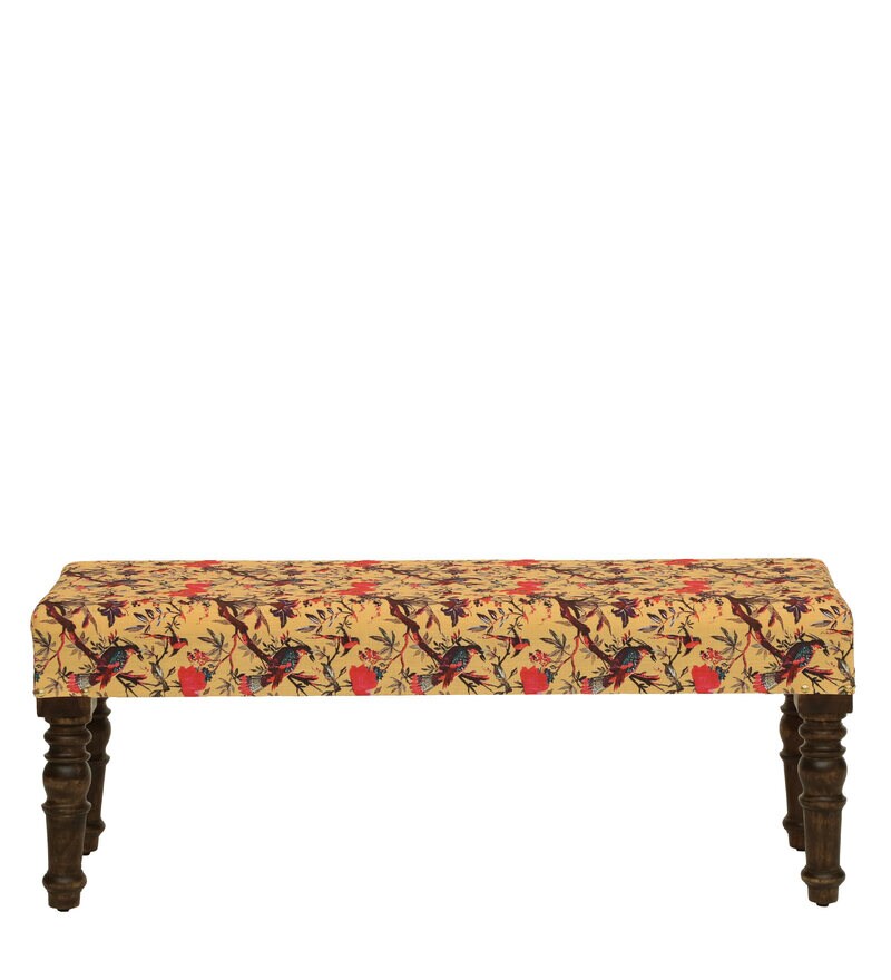 Buy Utthita Solid Wood Upholstered Bench In Warm Chestnut Finish By