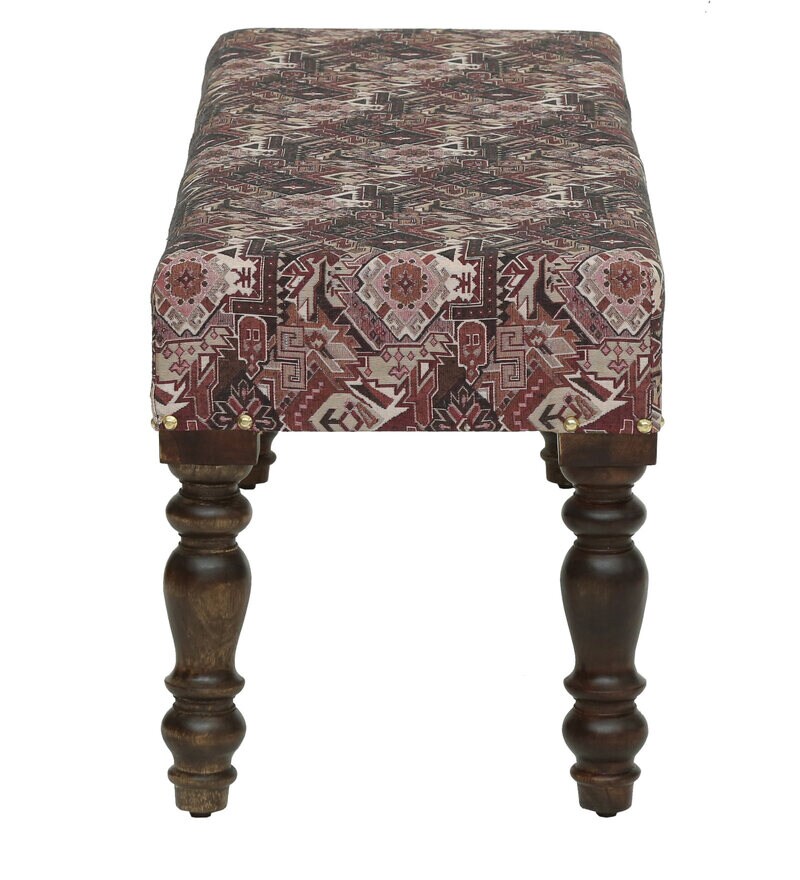 Buy Utthita Solid Wood Upholstered Bench In Warm Chestnut Finish By
