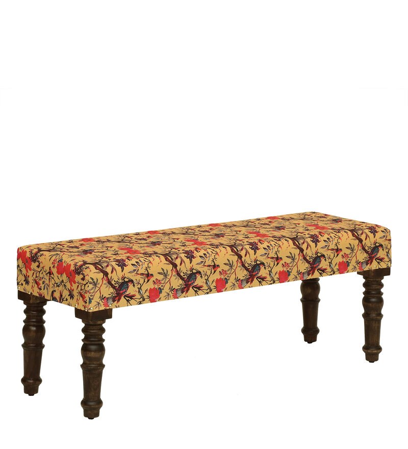 Buy Utthita Solid Wood Upholstered Bench In Warm Chestnut Finish By