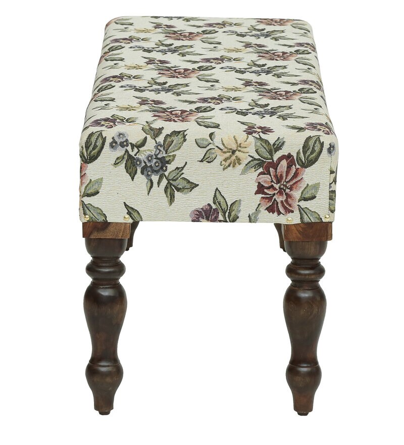 Buy Utthita Solid Wood Upholstered Bench In Warm Chestnut Finish By