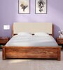 Utopia King Size Bed In Natural Brown Colour With Hydraulic Storage