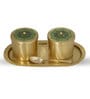 Utsav Gold Brass 2 Pcs Condiment Jar with Tray & Spoon