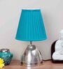 Ryan Teal Cotton Fabric Shade Night Lamp With Iron Base