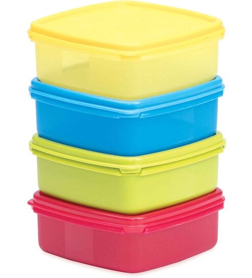 Varmora V Fresh Container | Organised Kitchen | Stackable | Durable | For Pulses,Cereals, Snacks, | Set of 4 |Assorted |400ml each