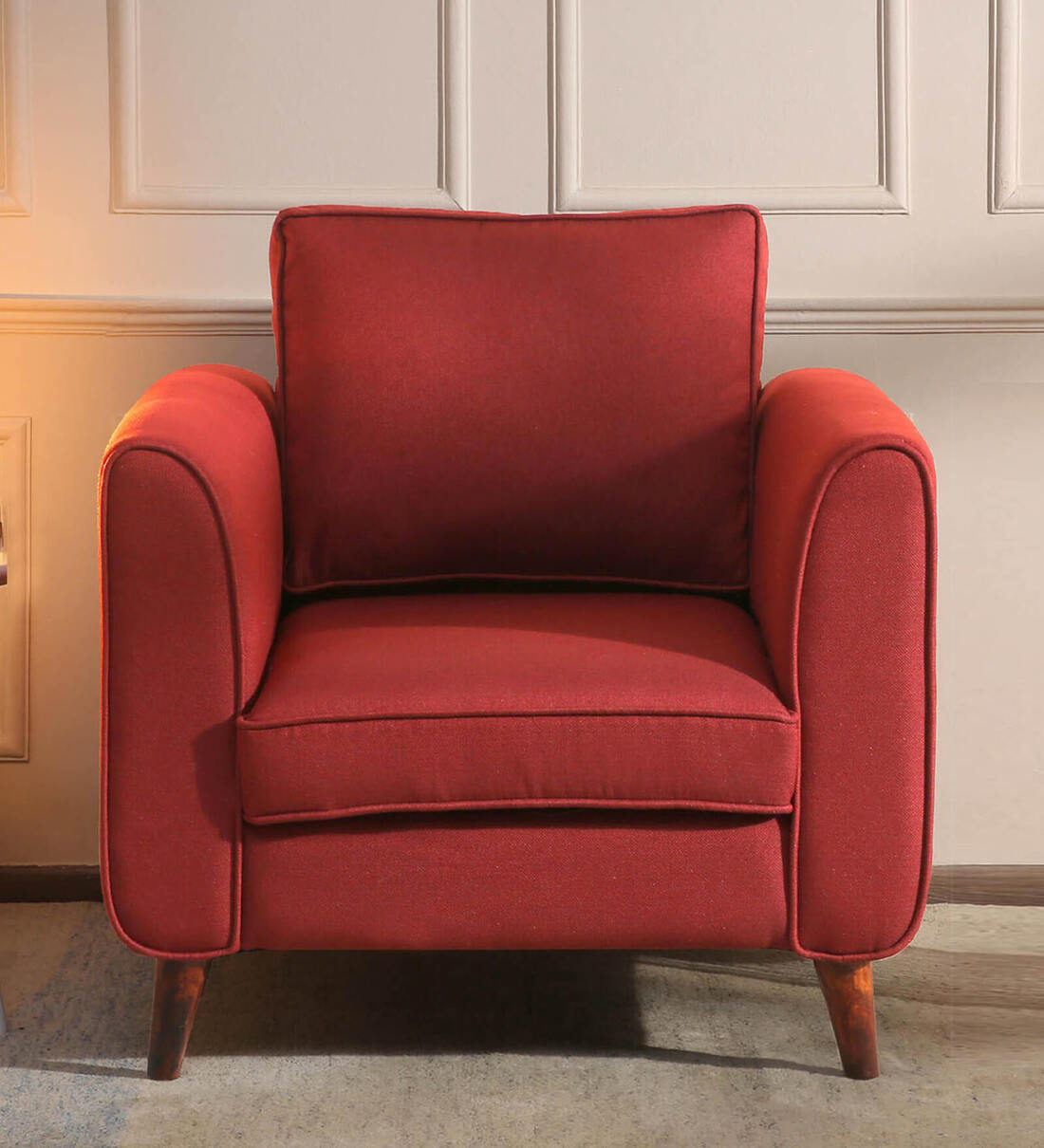 Buy Valerie Fabric 1 Seater Sofa In Red Colour at 15 OFF by