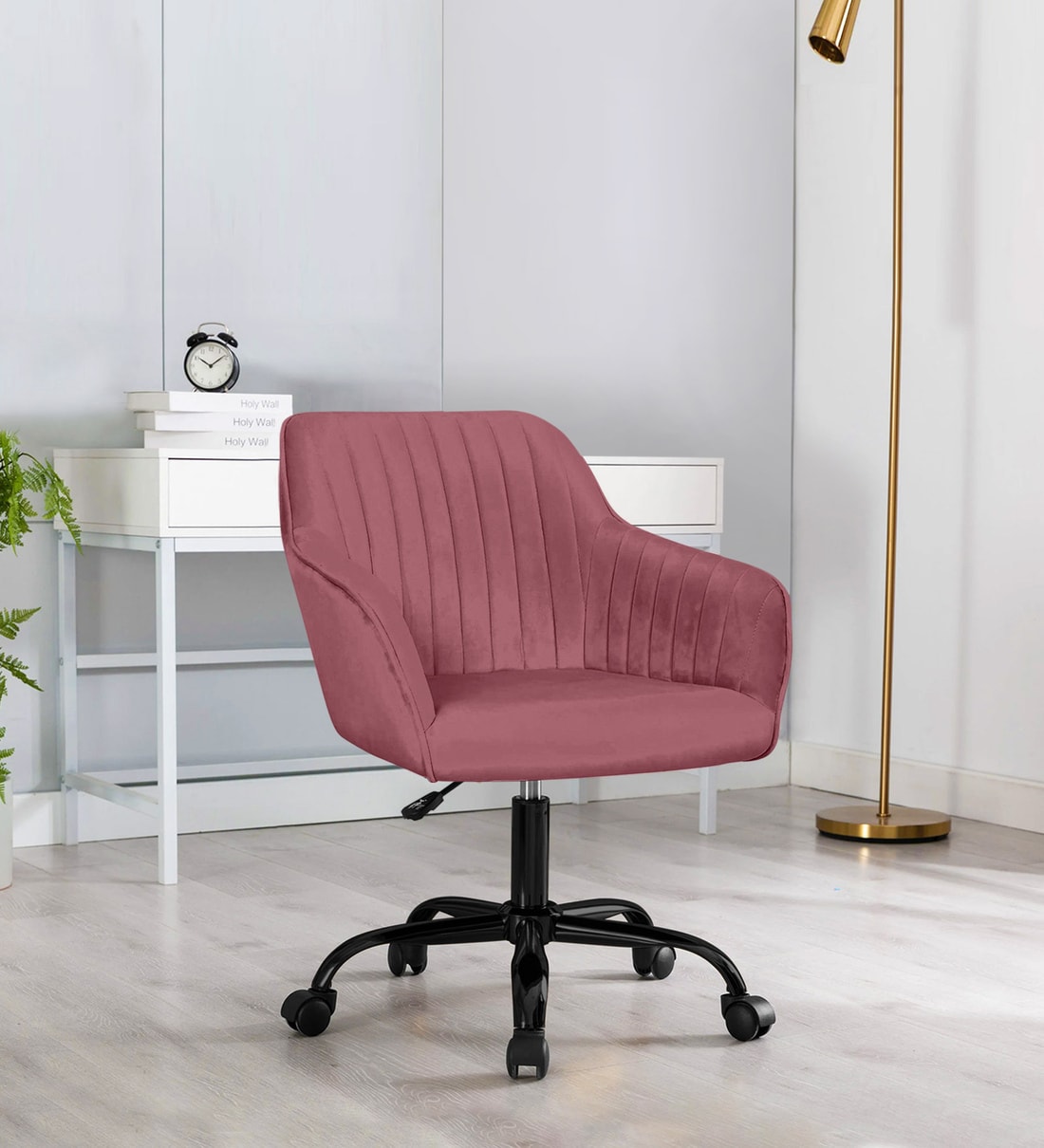 Pink velvet office discount chair