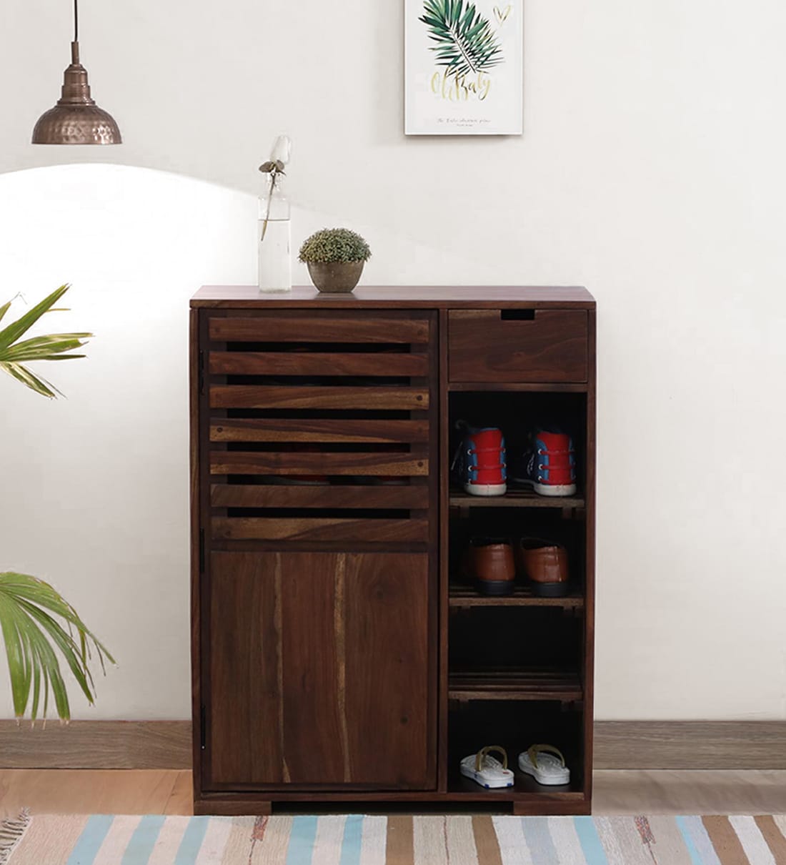 Buy Wiemar Sheesham Wood Shoe Cabinet in Scratch Resistant