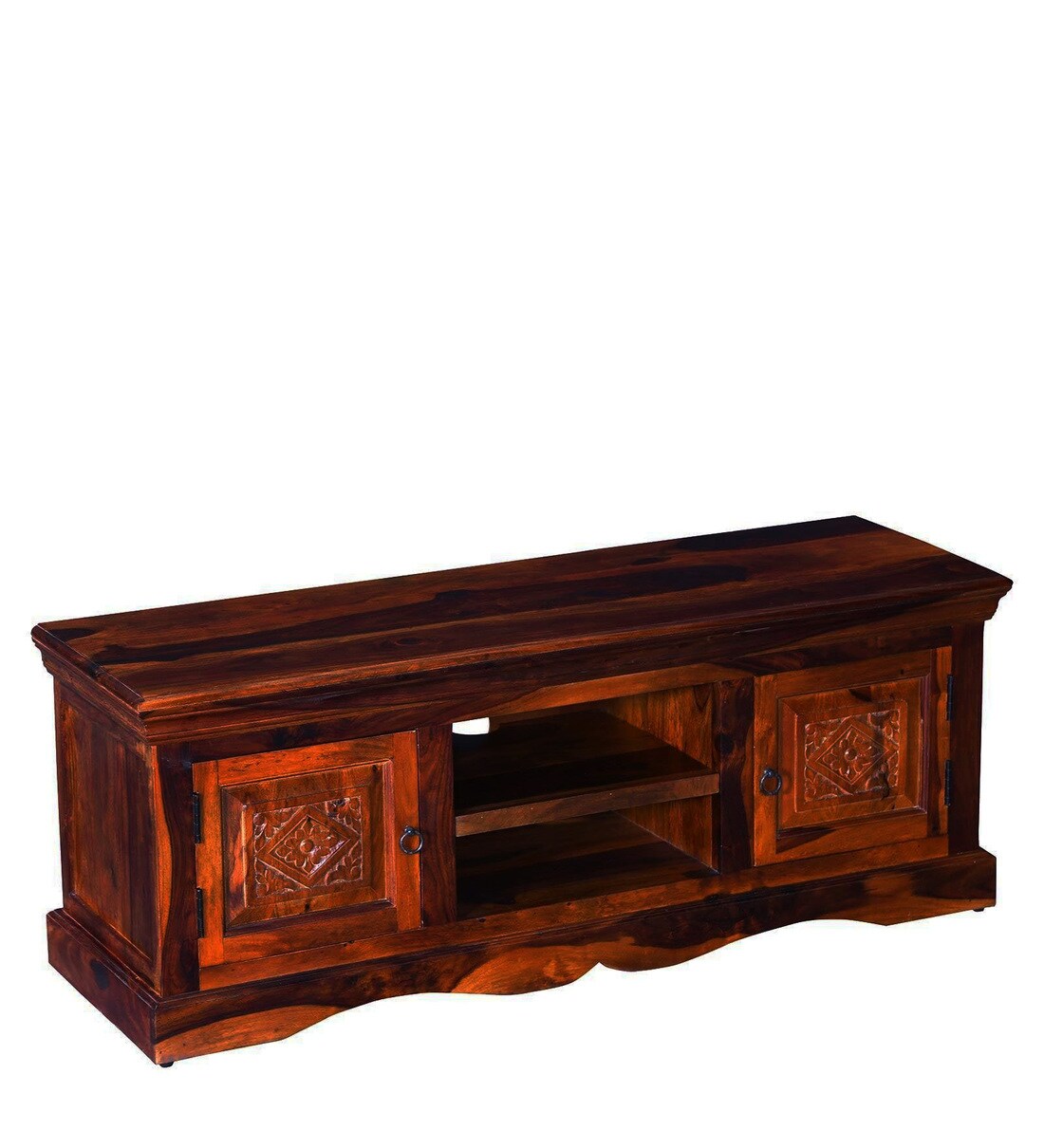 Buy Vayaka Solid Wood TV Unit in Honey Oak Finish By Mudramark Online
