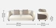 Vale Fabric 3 Seater Sofa with Leatherette Cladding in Beige Colour
