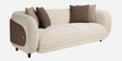 Vale Fabric 3 Seater Sofa with Leatherette Cladding in Beige Colour