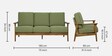 Valery Solid Wood 3 Seater Sofa In Green Colour