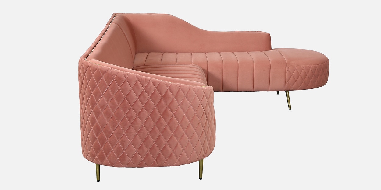 Buy Valencia Velvet LHS Sectional Sofa in Blush Pink Colour Online
