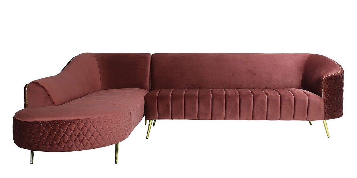 Buy Valencia Velvet RHS Sectional Sofa in Wine Red Colour by Vittoria Online Contemporary RHS