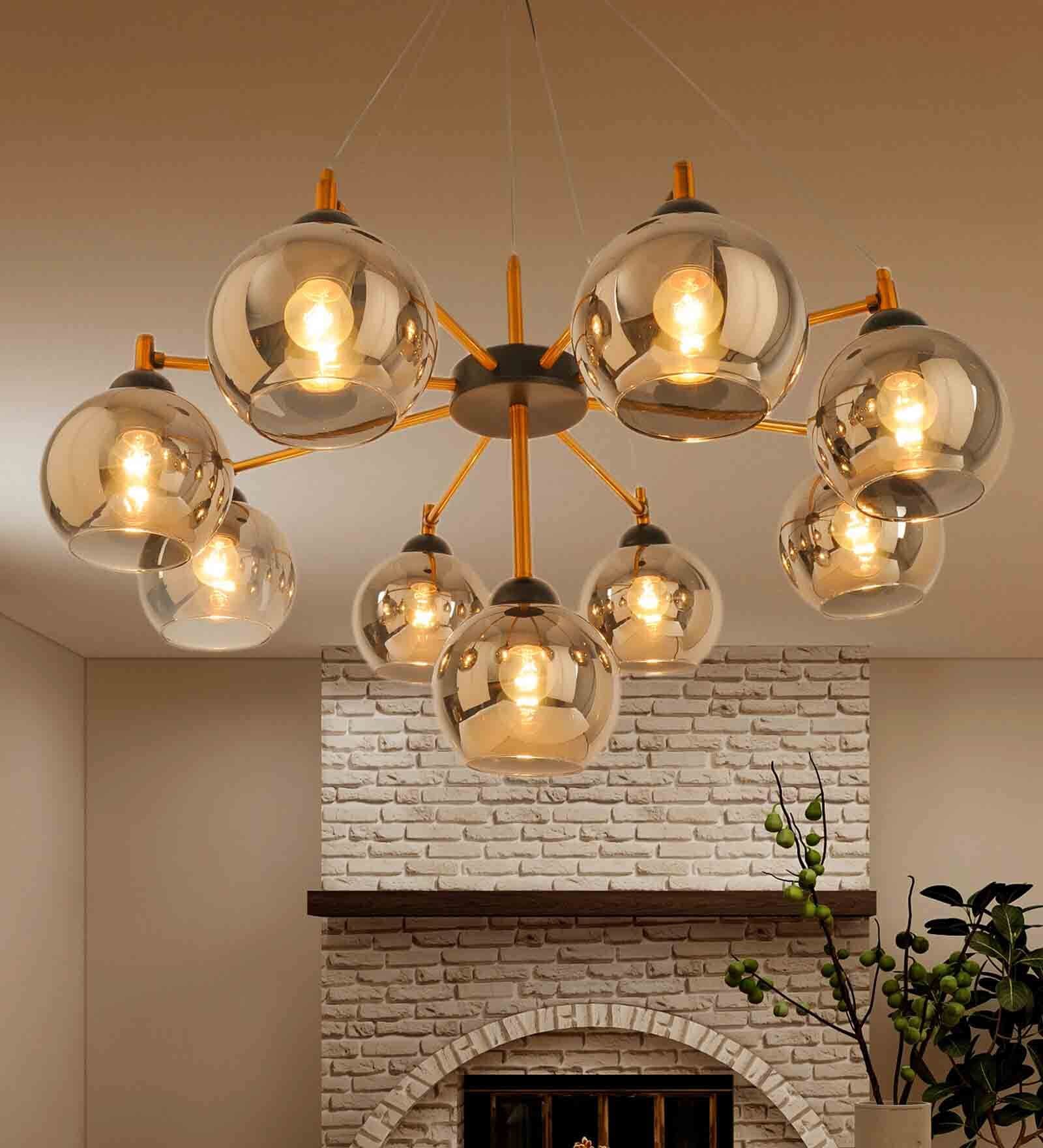 Prato Brass Glass Globe Chandelier