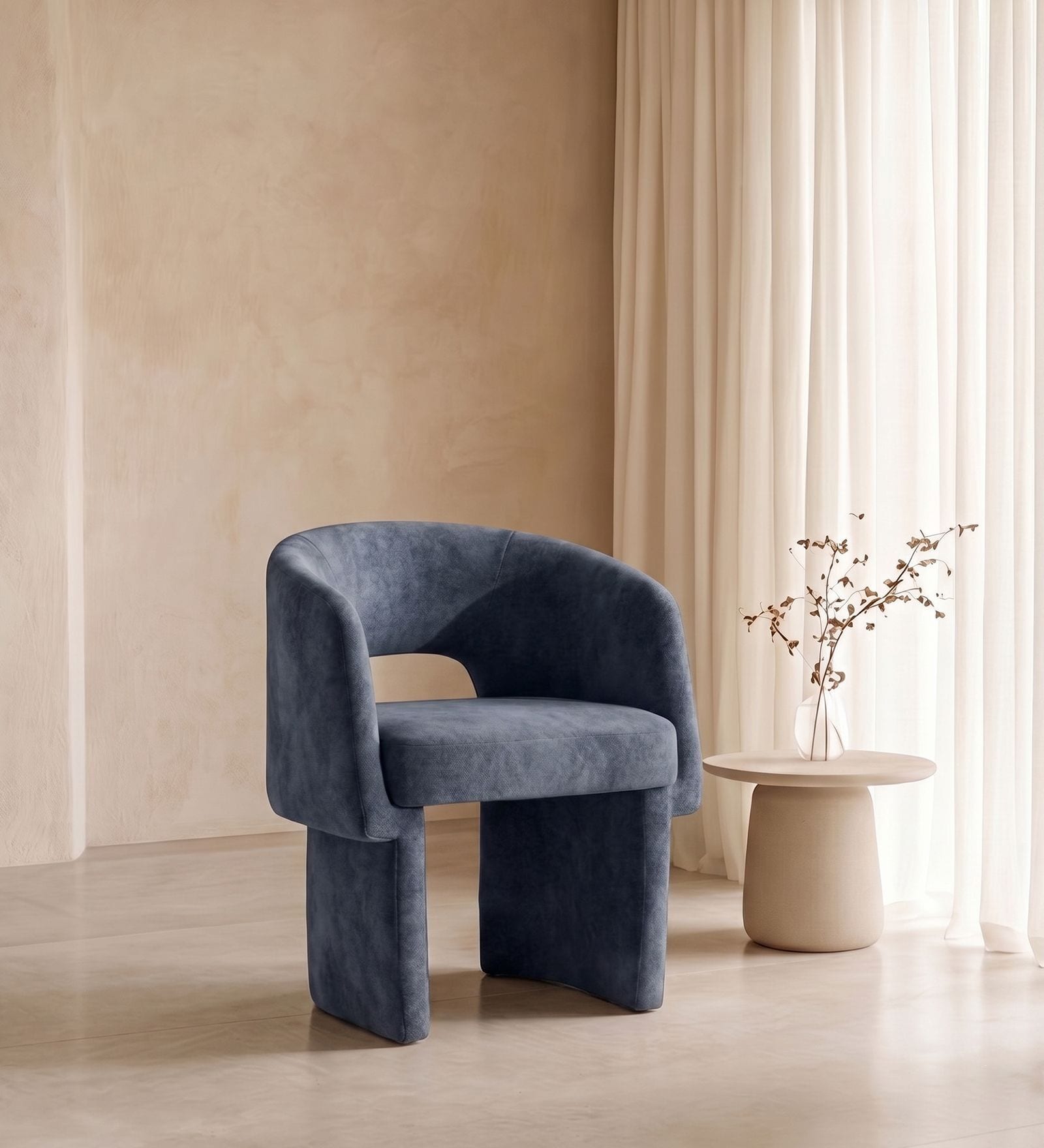 Vaerelle Sculpt Lounge Chair In Steel Blue Colour