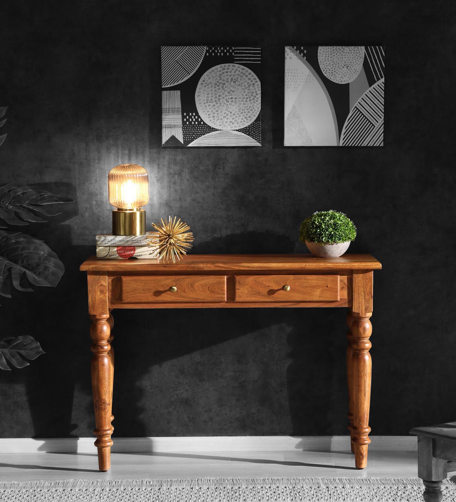 Vaina Solid Wood Console Table In Provincial Teak Finish