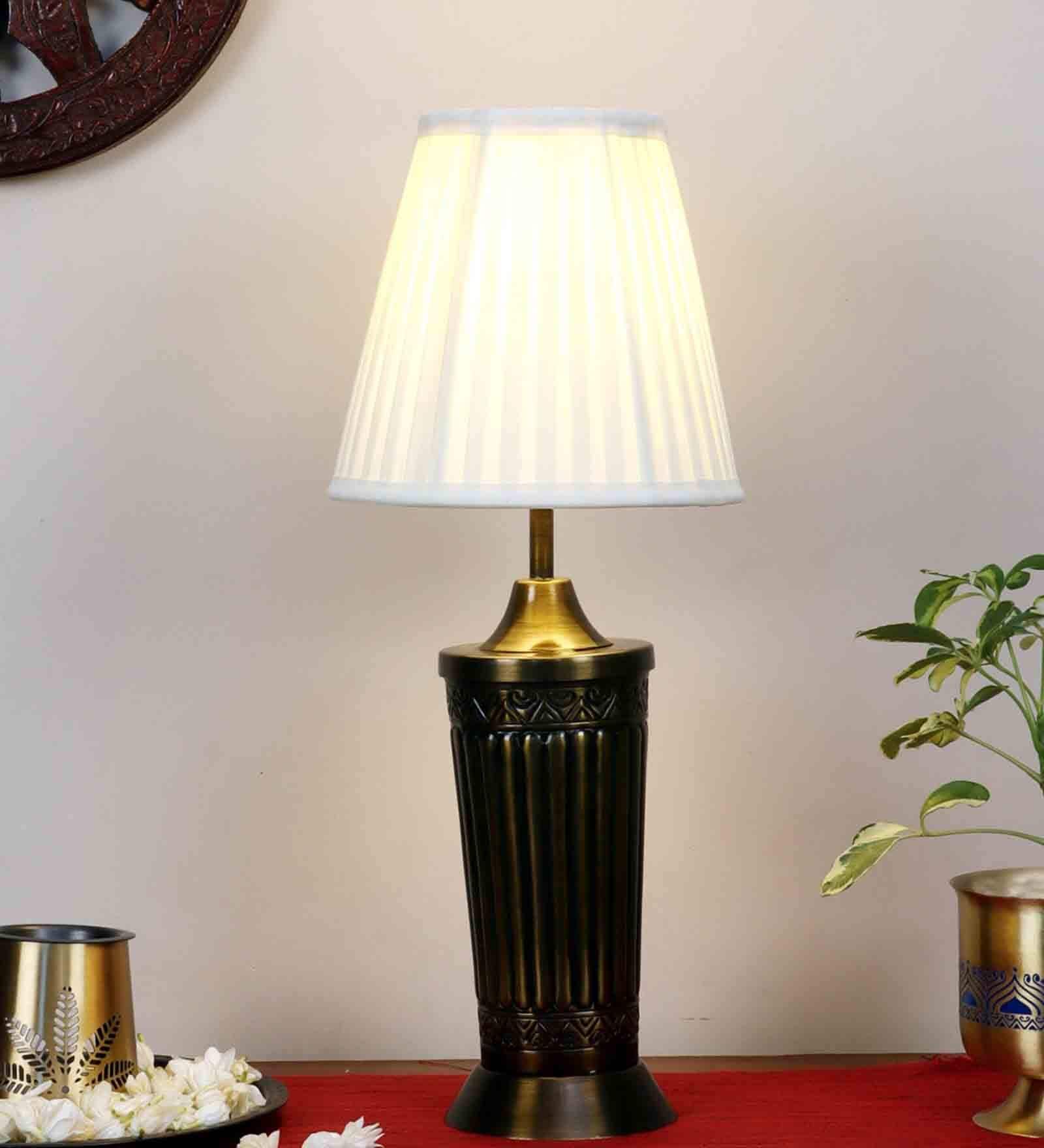 Vaishnavi Table Lamp With Ivory Pleated Shade